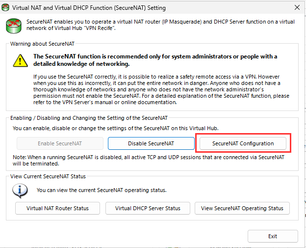 SecureNAT Configuration.